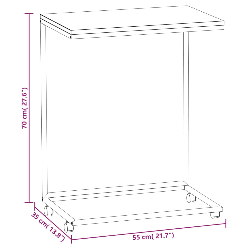 Beistelltisch mit Rollen Schwarz 55x35x70 cm Holzwerkstoff - Pazzar.ch
