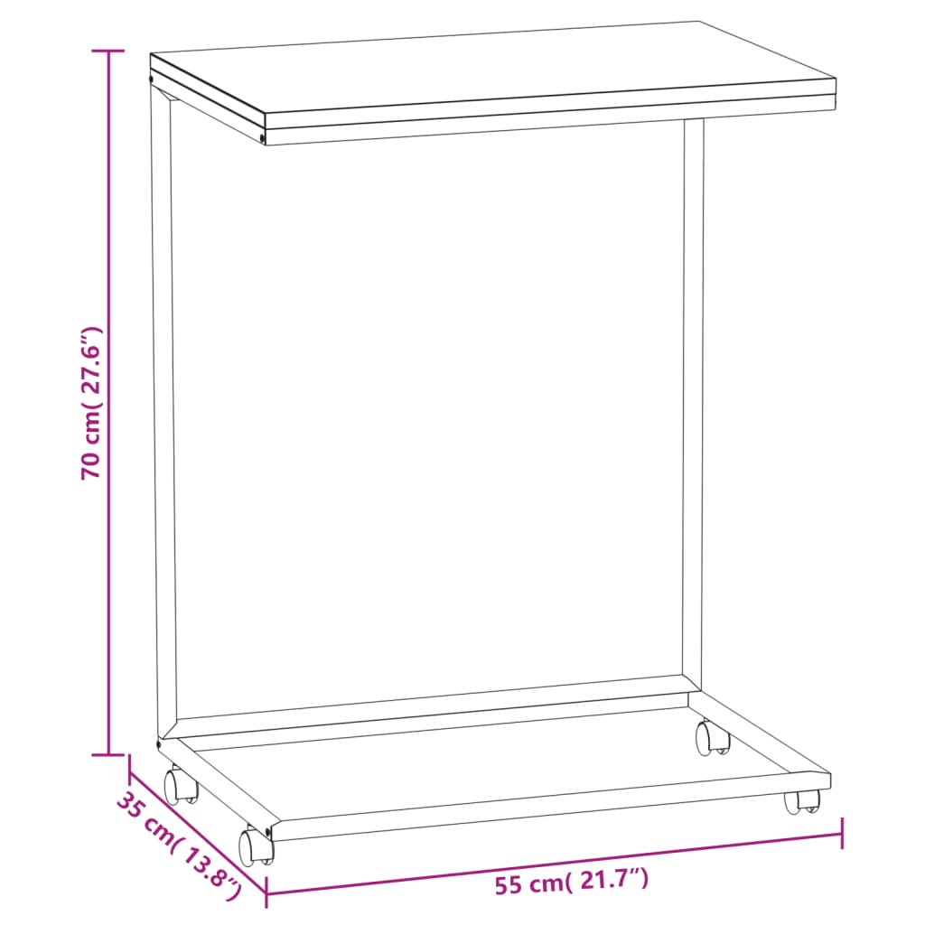 Beistelltisch mit Rollen Weiß 55x35x70 cm Holzwerkstoff - Pazzar.ch