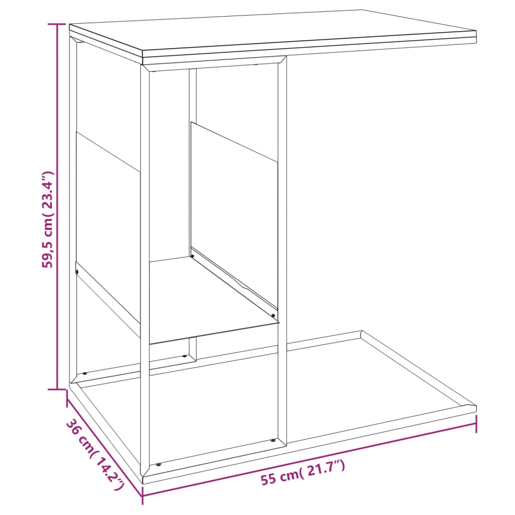 Beistelltisch Schwarz 55x36x59,5 cm Holzwerkstoff - Pazzar.ch