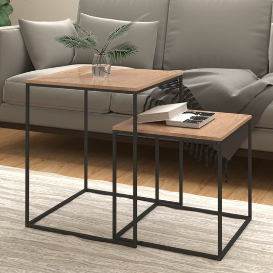 Couchtisch-Set 2-tlg. Holzwerkstoff und Metall - Pazzar.ch