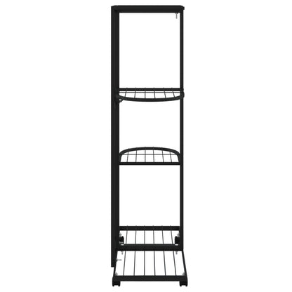 Blumenständer 4-Etagen mit Rollen 44x23x80 cm Schwarz Eisen - Pazzar.ch