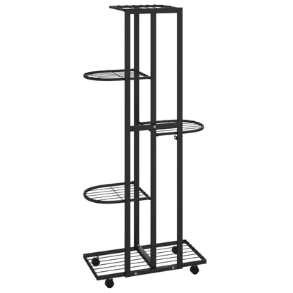 Blumenständer 5-Etagen mit Rollen 44x23x100 cm Schwarz Eisen - Pazzar.ch