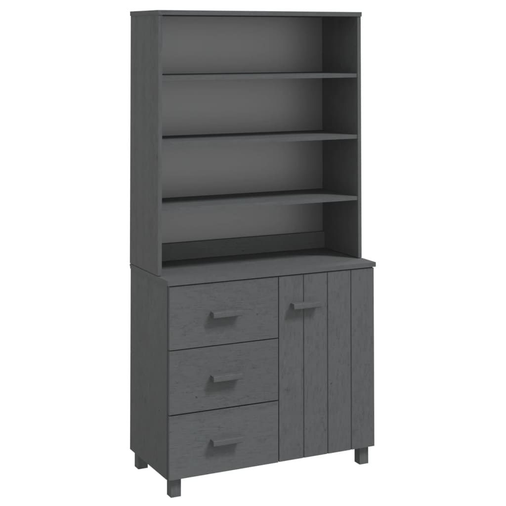 Highboard HAMAR Massivholz Kiefer Dunkelgrau - Pazzar.ch