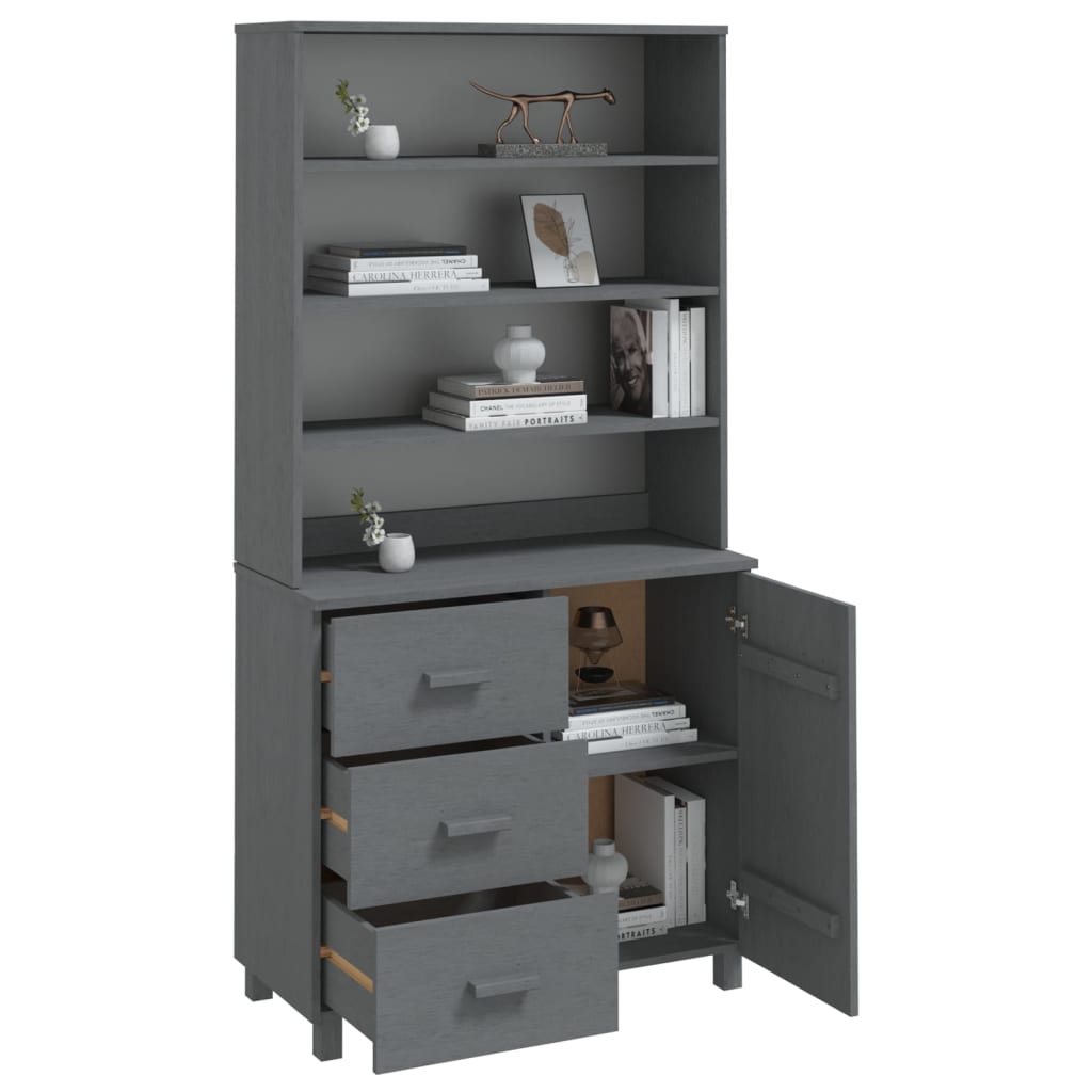 Highboard HAMAR Massivholz Kiefer Dunkelgrau - Pazzar.ch
