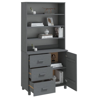 Highboard HAMAR Massivholz Kiefer Dunkelgrau - Pazzar.ch