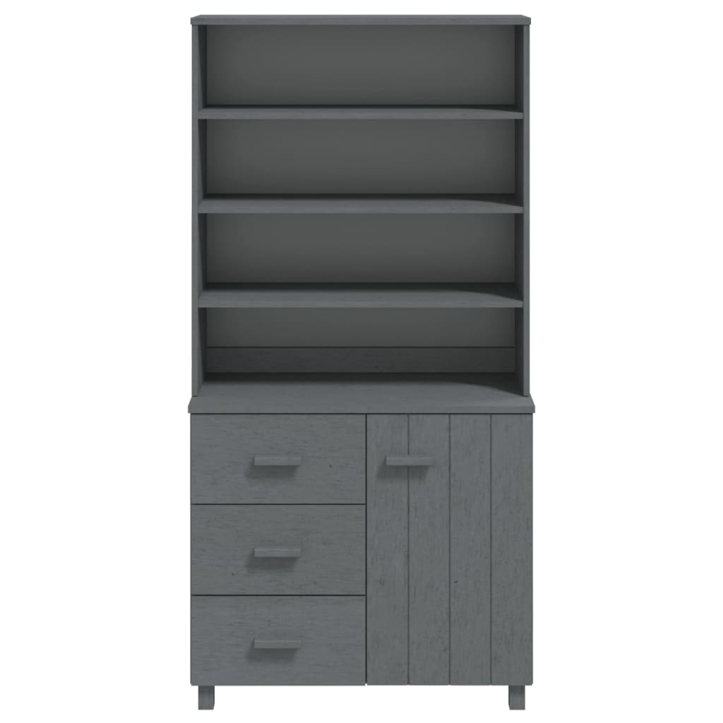 Highboard HAMAR Massivholz Kiefer Dunkelgrau - Pazzar.ch