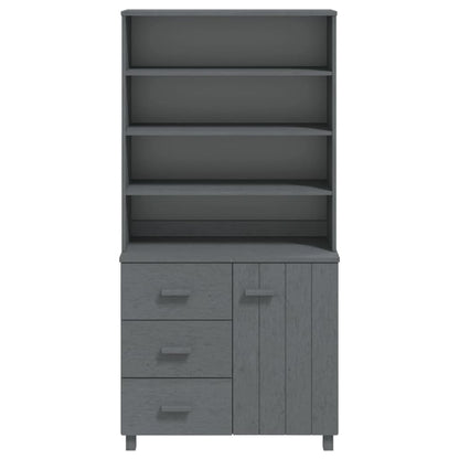 Highboard HAMAR Massivholz Kiefer Dunkelgrau - Pazzar.ch