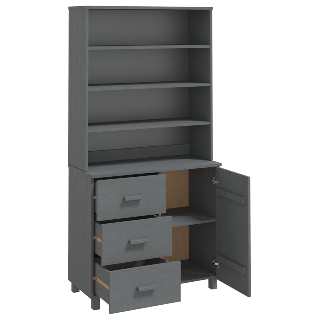 Highboard HAMAR Massivholz Kiefer Dunkelgrau - Pazzar.ch