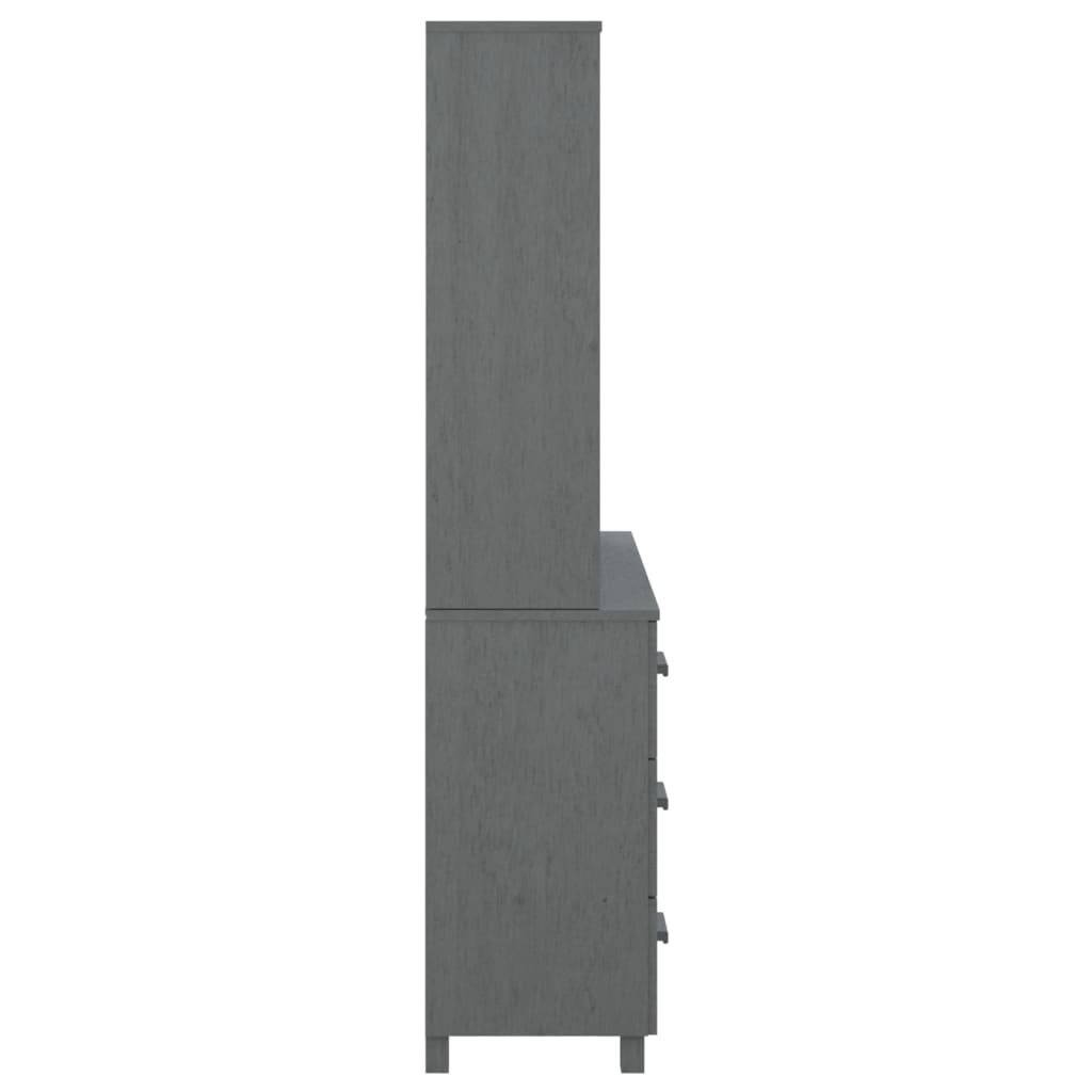 Highboard HAMAR Massivholz Kiefer Dunkelgrau - Pazzar.ch