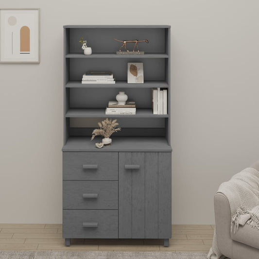 Highboard HAMAR Massivholz Kiefer Dunkelgrau - Pazzar.ch