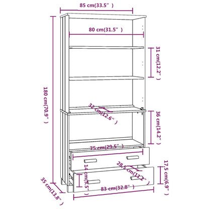 Highboard HAMAR Massivholz Kiefer Hellgrau - Pazzar.ch