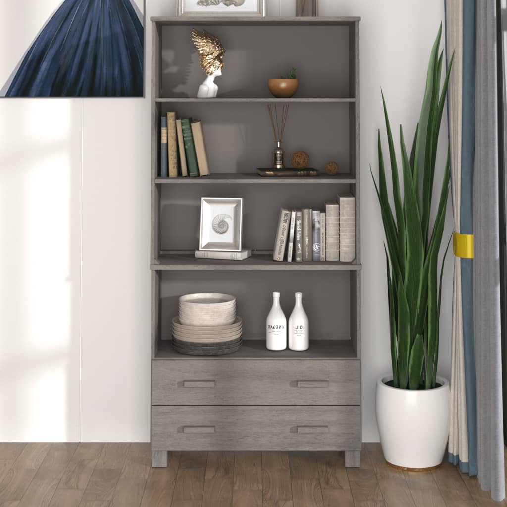 Highboard HAMAR Massivholz Kiefer Hellgrau - Pazzar.ch