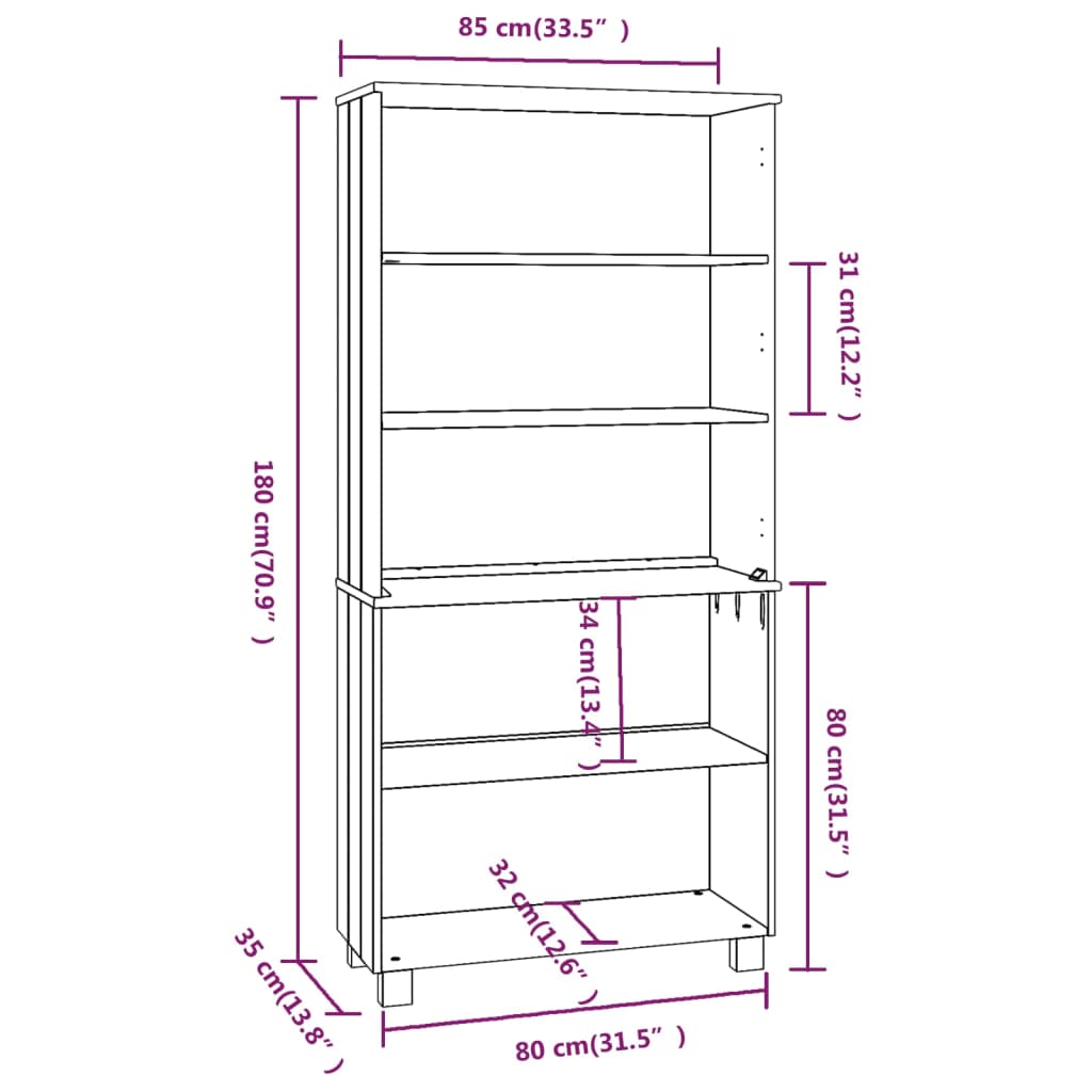 Highboard HAMAR Massivholz Kiefer Hellgrau - Pazzar.ch