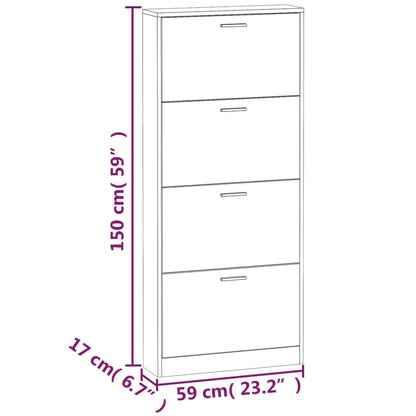 Schuhschrank Grau Sonoma 59x17x150 cm Holzwerkstoff - Pazzar.ch