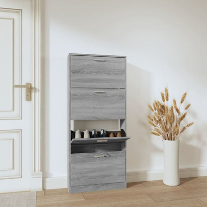Schuhschrank Grau Sonoma 59x17x150 cm Holzwerkstoff - Pazzar.ch