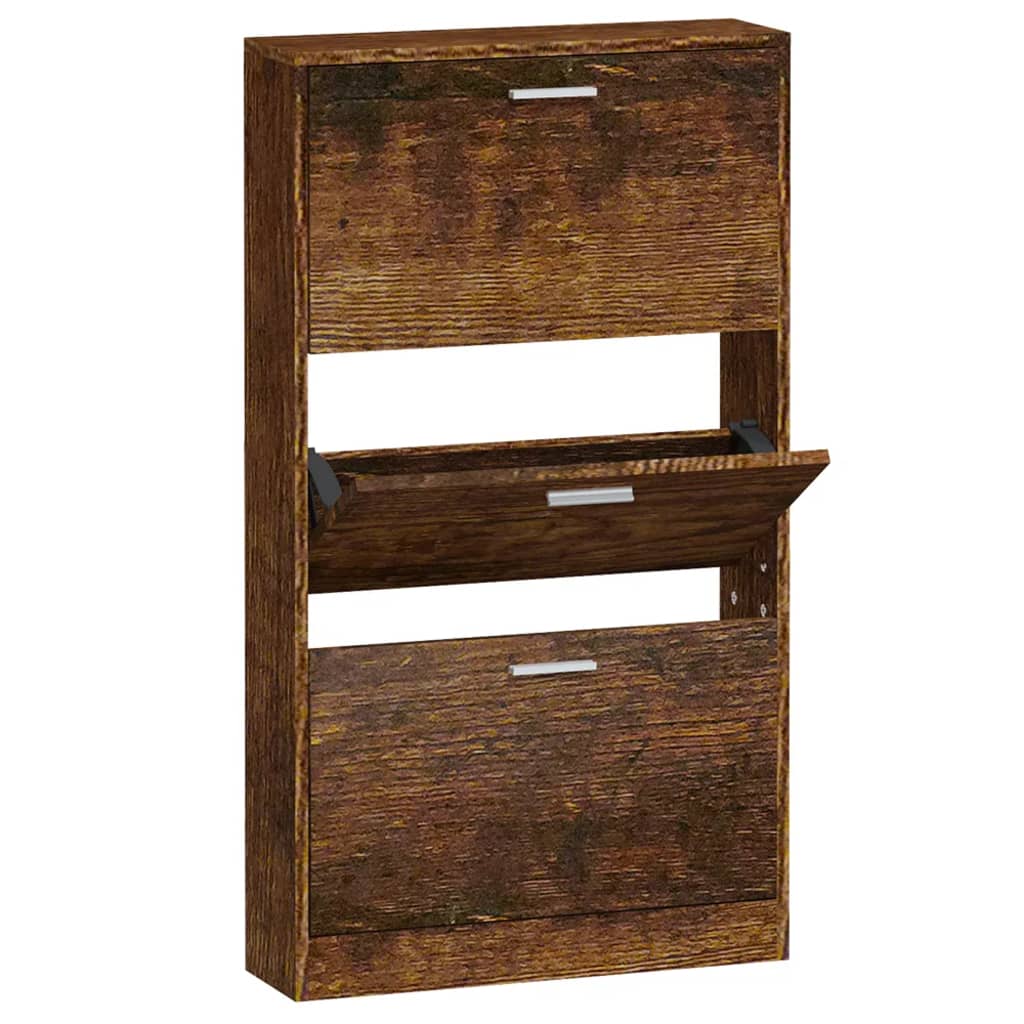 Schuhschrank Räuchereiche 59x17x108 cm Holzwerkstoff - Pazzar.ch