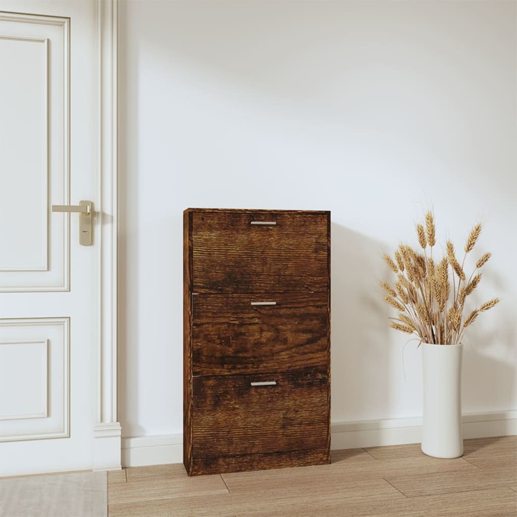 Schuhschrank Räuchereiche 59x17x108 cm Holzwerkstoff - Pazzar.ch