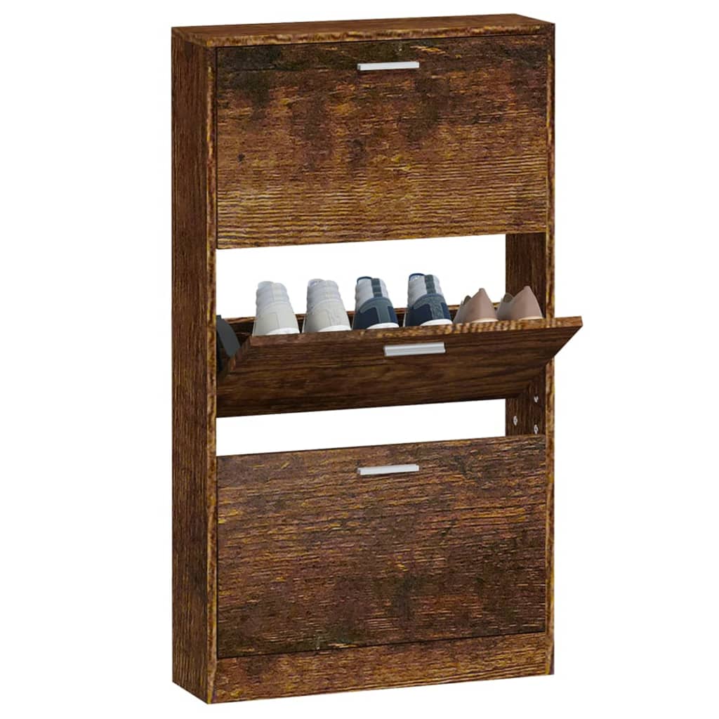 Schuhschrank Räuchereiche 59x17x108 cm Holzwerkstoff - Pazzar.ch
