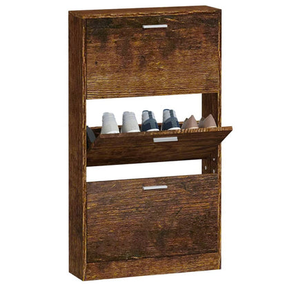 Schuhschrank Räuchereiche 59x17x108 cm Holzwerkstoff - Pazzar.ch