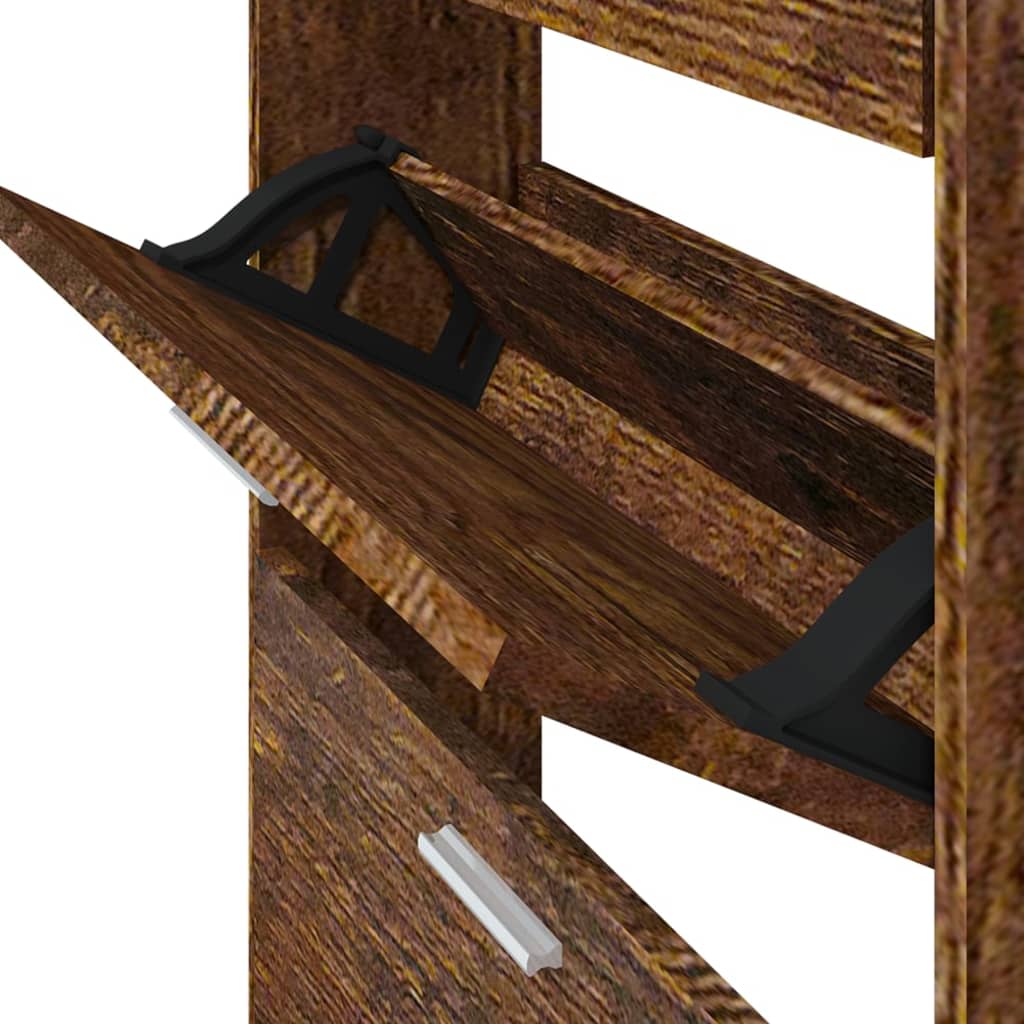 Schuhschrank Räuchereiche 59x17x108 cm Holzwerkstoff - Pazzar.ch