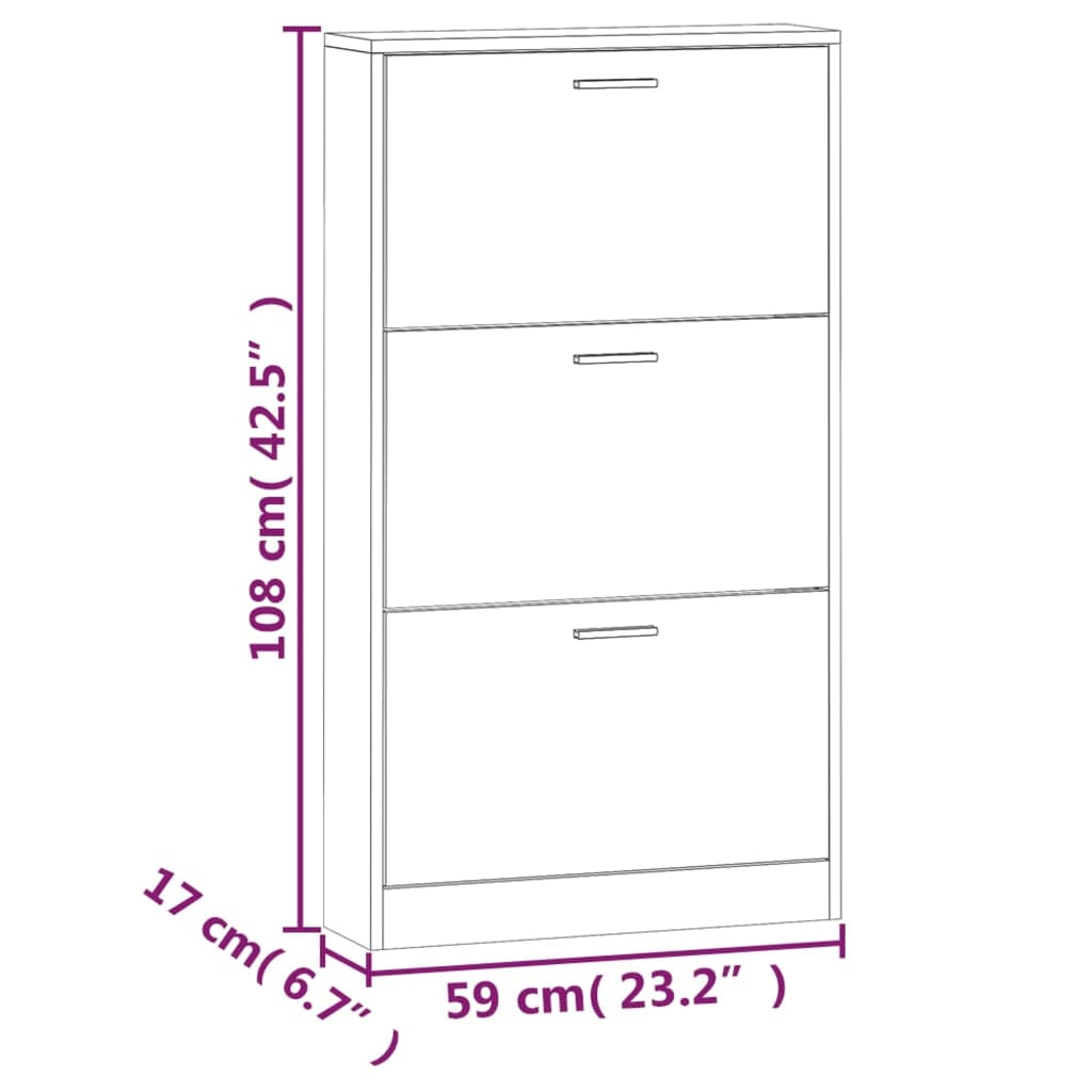 Schuhschrank Räuchereiche 59x17x108 cm Holzwerkstoff - Pazzar.ch