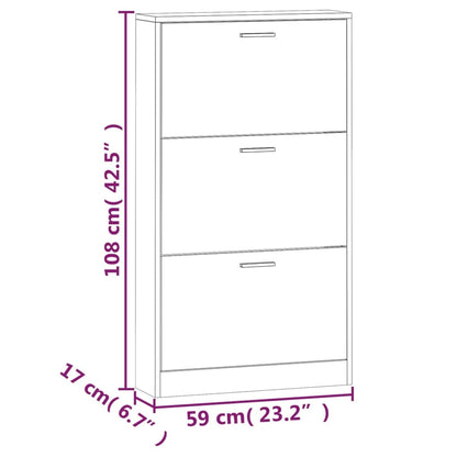 Schuhschrank Räuchereiche 59x17x108 cm Holzwerkstoff - Pazzar.ch