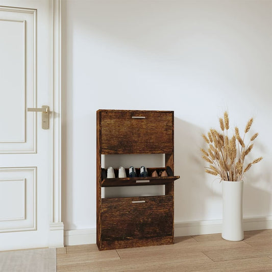 Schuhschrank Räuchereiche 59x17x108 cm Holzwerkstoff - Pazzar.ch