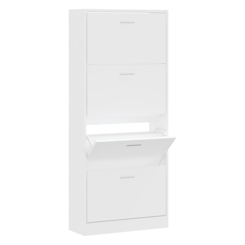 Schuhschrank Weiß 63x24x147 cm Holzwerkstoff - Pazzar.ch