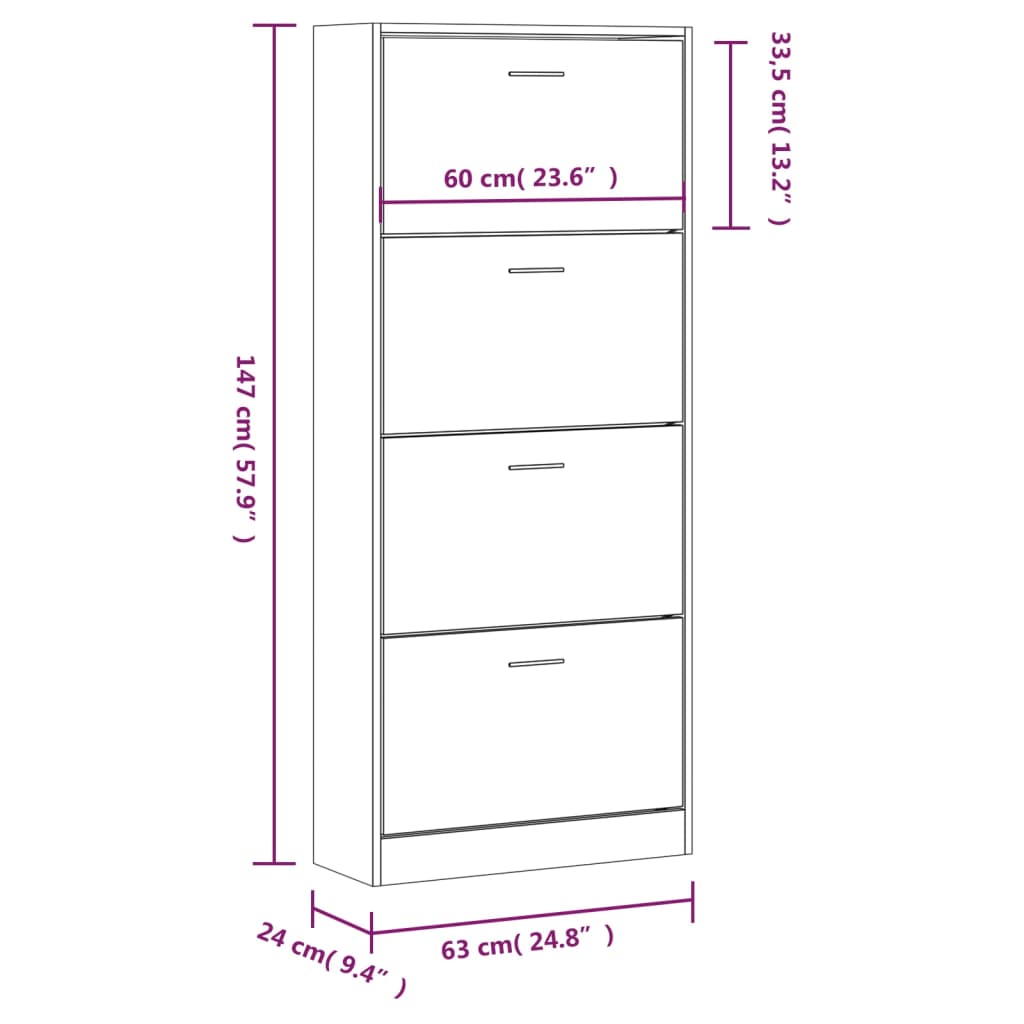 Schuhschrank Weiß 63x24x147 cm Holzwerkstoff - Pazzar.ch