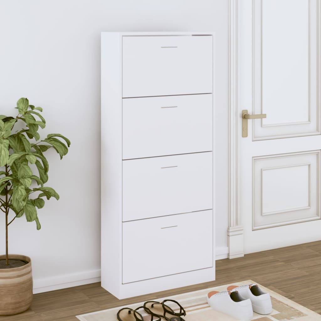 Schuhschrank Weiß 63x24x147 cm Holzwerkstoff - Pazzar.ch