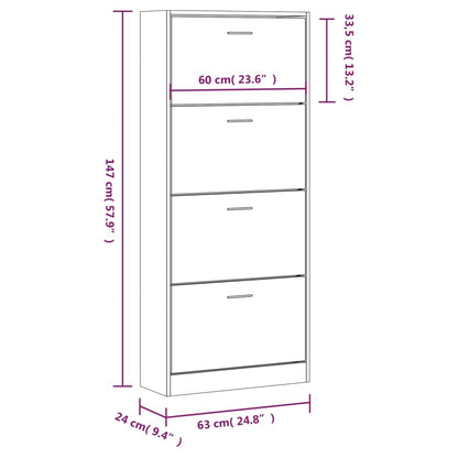 Schuhschrank Sonoma-Eiche 63x24x147 cm Holzwerkstoff - Pazzar.ch