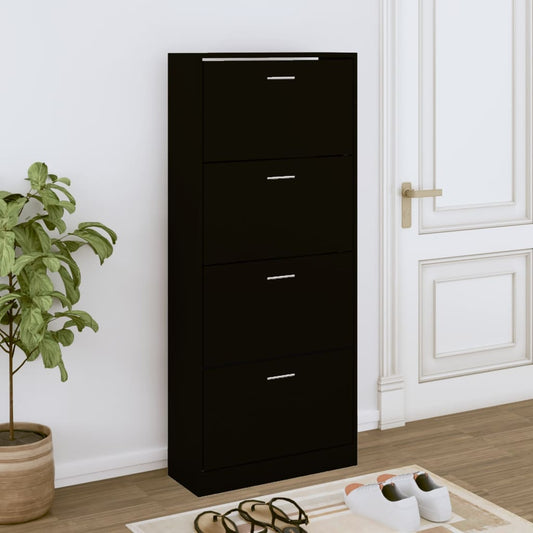 Schuhschrank Schwarz 63x24x147 cm Holzwerkstoff - Pazzar.ch
