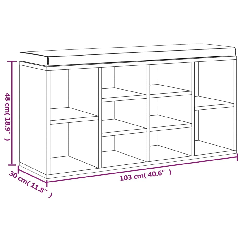 Schuhbank Betongrau 103x30x48 cm Holzwerkstoff - Pazzar.ch