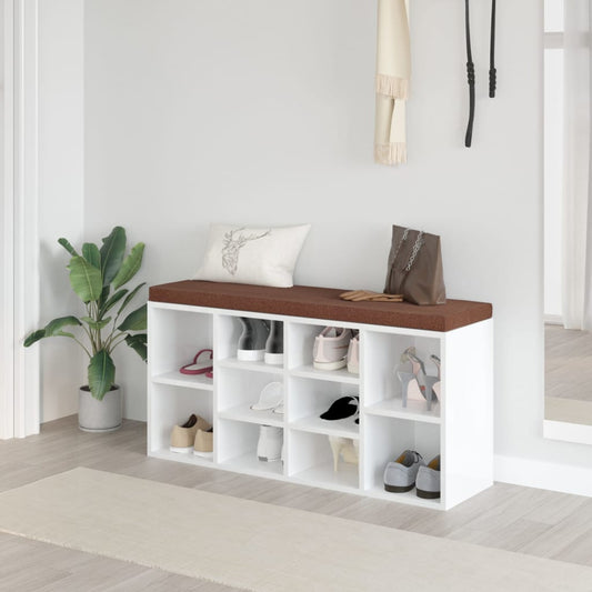 Schuhbank Hochglanz-Weiß 103x30x48 cm Holzwerkstoff - Pazzar.ch