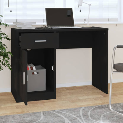 Schreibtisch mit Stauraum Schwarz 100x40x73 cm Holzwerkstoff - Pazzar.ch