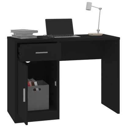 Schreibtisch mit Stauraum Schwarz 100x40x73 cm Holzwerkstoff - Pazzar.ch
