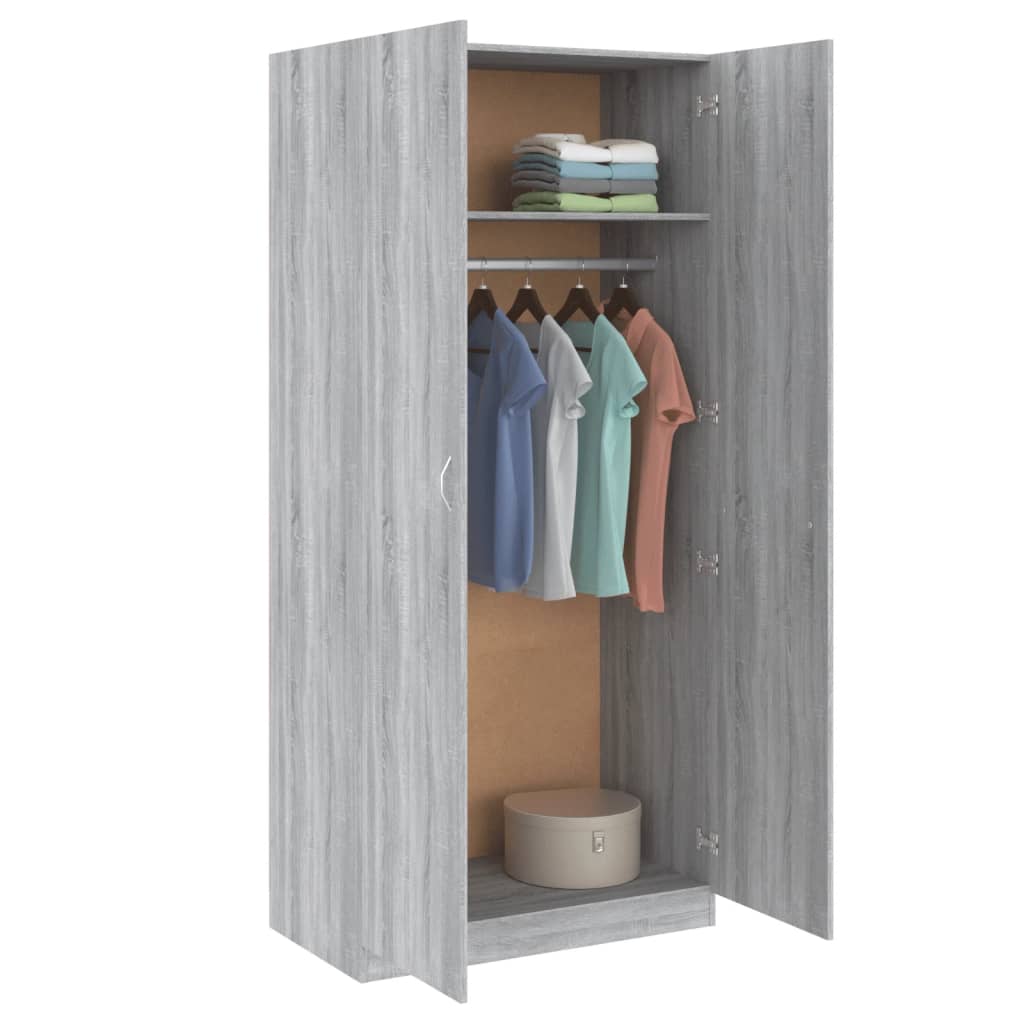 Kleiderschrank Grau Sonoma 90x52x200 cm Holzwerkstoff - Pazzar.ch