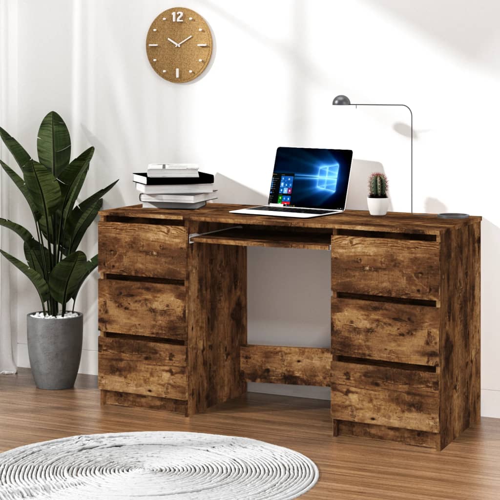 Schreibtisch Räuchereiche 140x50x77 cm Holzwerkstoff - Pazzar.ch