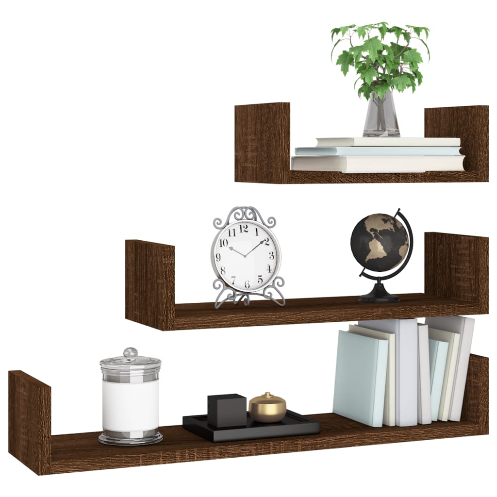 Wandregale 3 Stk. Braun Eichen-Optik Holzwerkstoff - Pazzar.ch