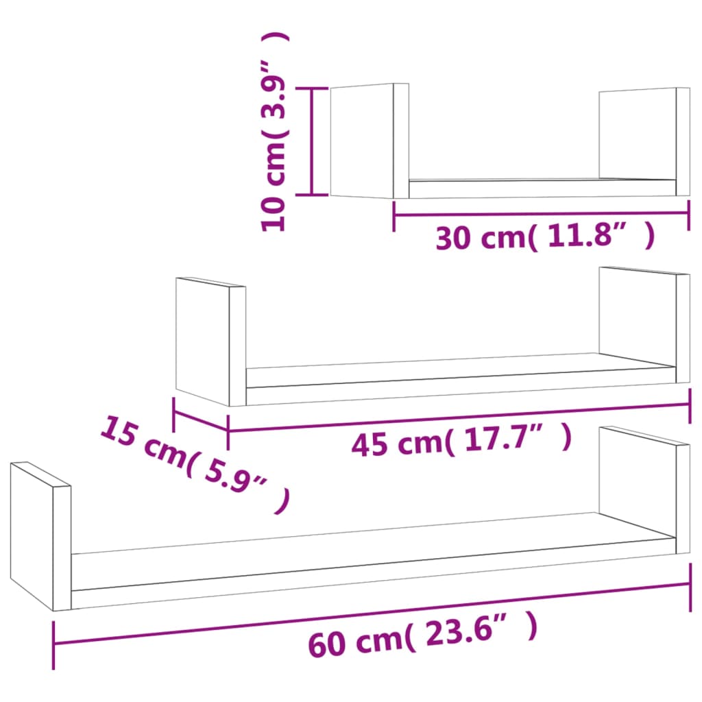Wandregale 3 Stk. Braun Eichen-Optik Holzwerkstoff - Pazzar.ch