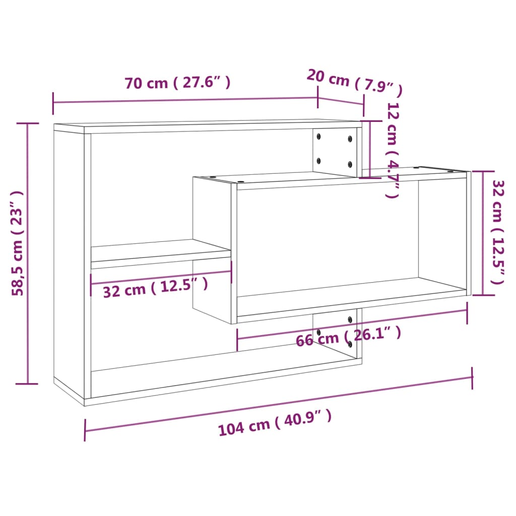 Wandregal Braun Eichen-Optik 104x20x58,5 cm Holzwerkstoff - Pazzar.ch