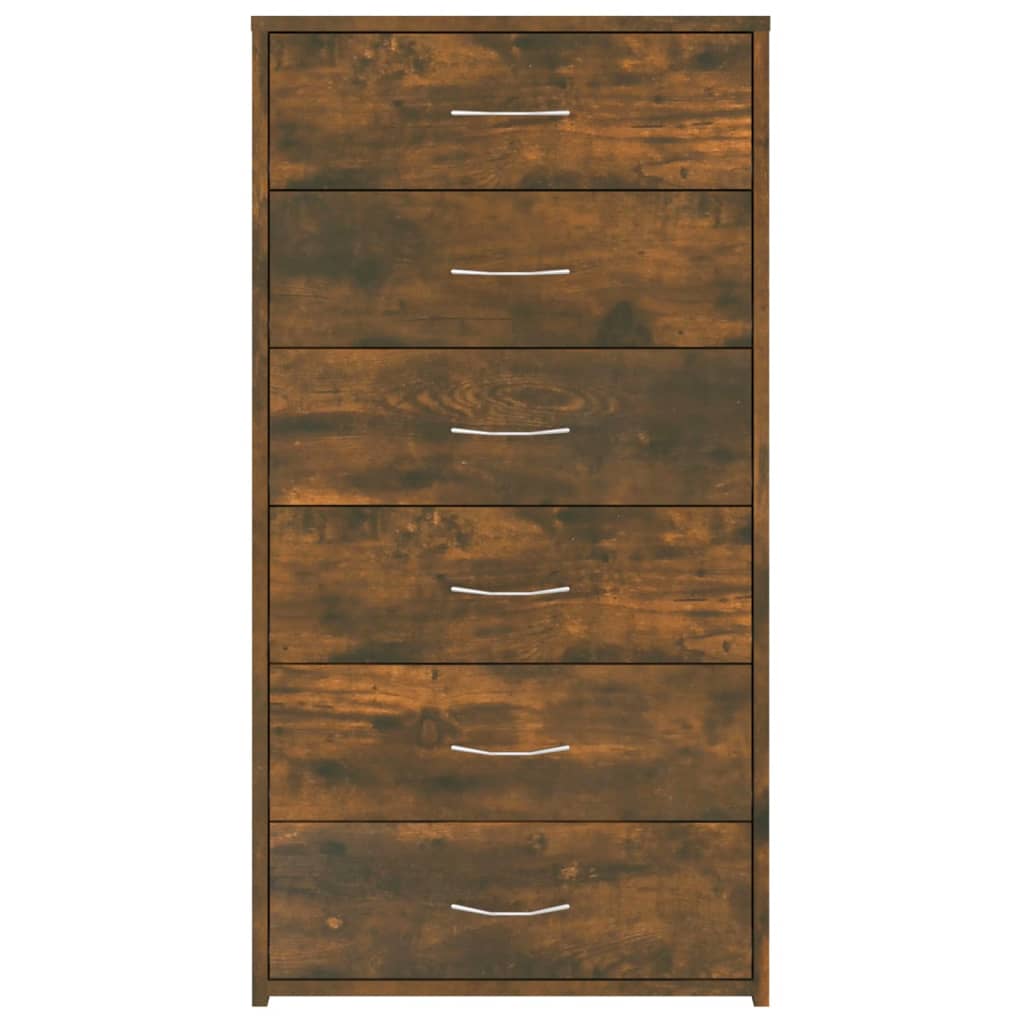 Sideboard 6 Schubladen Räuchereiche 50x34x96 cm Holzwerkstoff
