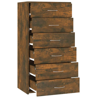 Sideboard 6 Schubladen Räuchereiche 50x34x96 cm Holzwerkstoff - Pazzar.ch