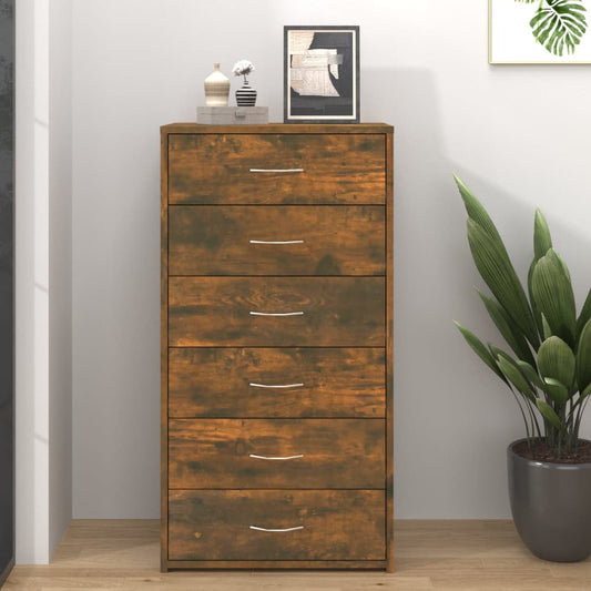 Sideboard 6 Schubladen Räuchereiche 50x34x96 cm Holzwerkstoff - Pazzar.ch