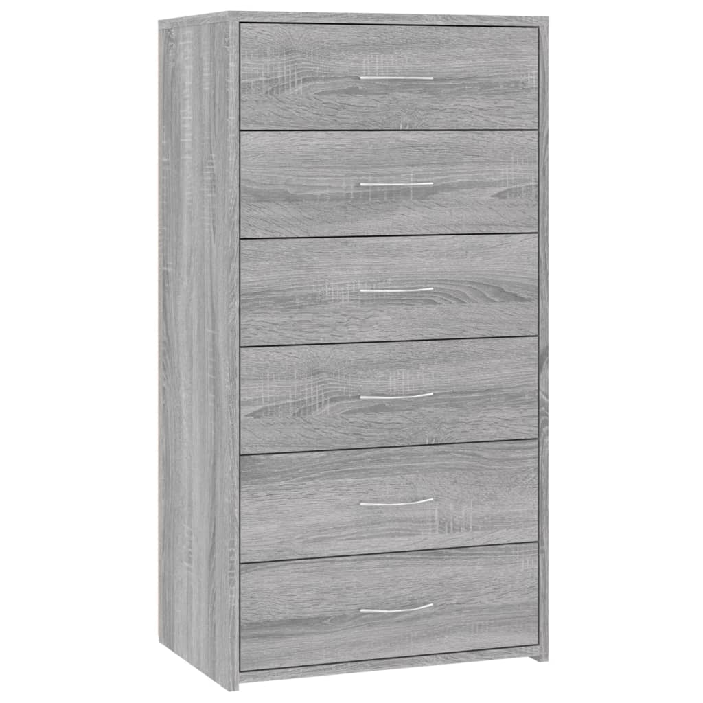 Sideboard mit 6 Schubladen Grau Sonoma 50x34x96cm Holzwerkstoff - Pazzar.ch