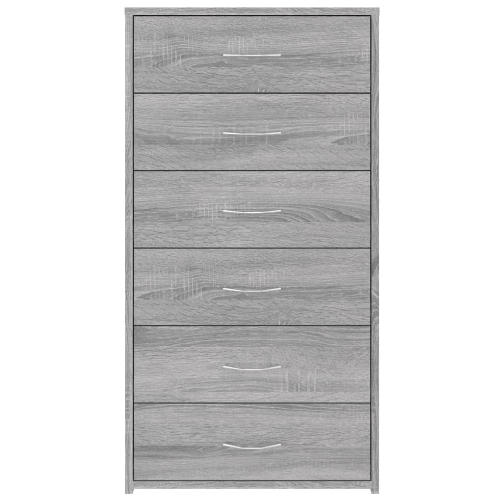 Sideboard mit 6 Schubladen Grau Sonoma 50x34x96cm Holzwerkstoff - Pazzar.ch