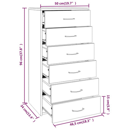 Sideboard mit 6 Schubladen Grau Sonoma 50x34x96cm Holzwerkstoff - Pazzar.ch