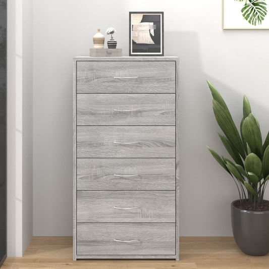 Sideboard mit 6 Schubladen Grau Sonoma 50x34x96cm Holzwerkstoff - Pazzar.ch