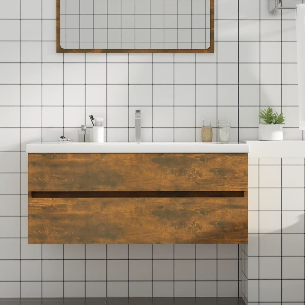 Waschbeckenschrank Räuchereiche 100x38,5x45 cm Holzwerkstoff - Pazzar.ch