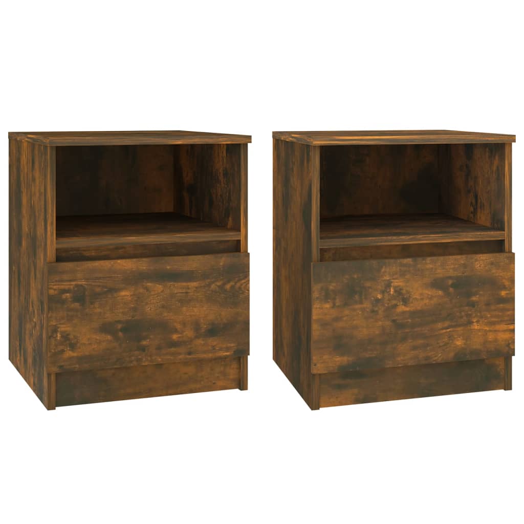 Nachttische 2 Stk. Räuchereiche 40x40x50 cm Holzwerkstoff - Pazzar.ch